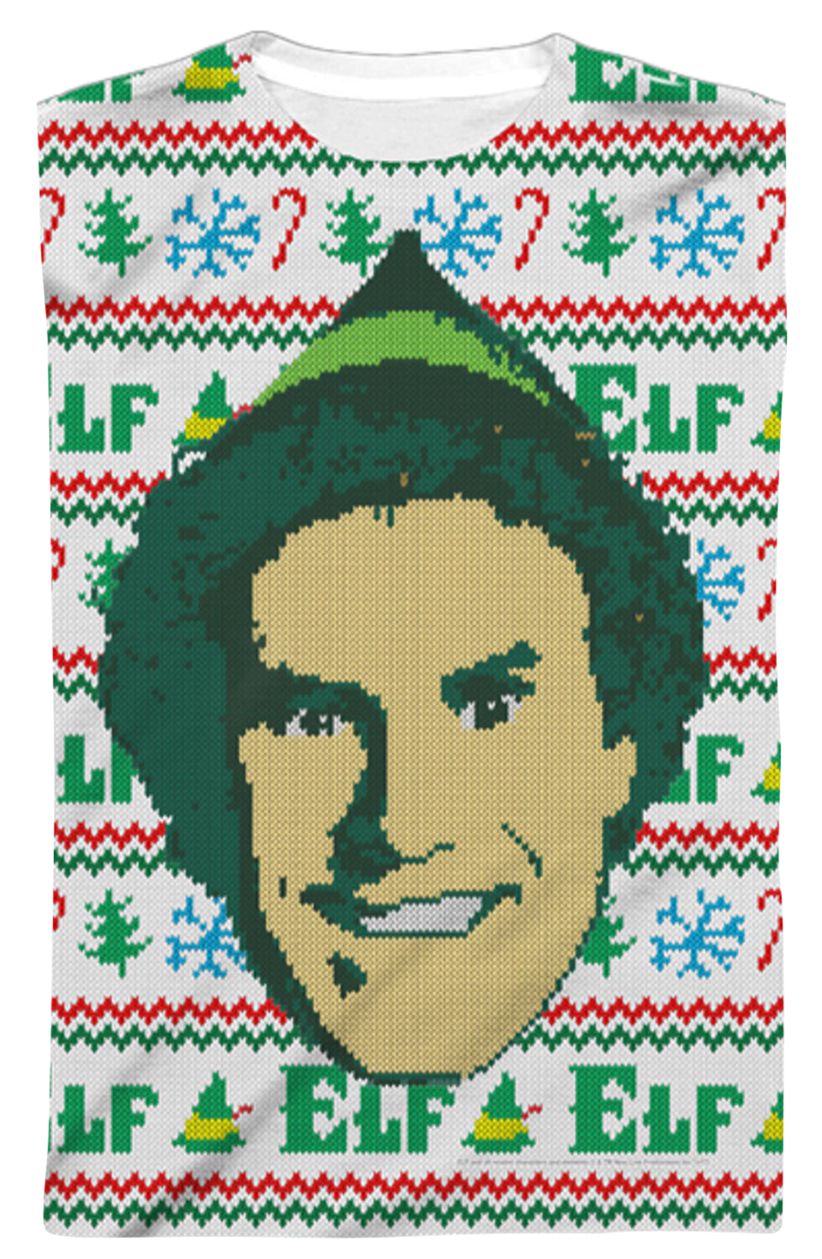 Faux Ugly Sweater Buddy the Elf Long Sleeve Tee