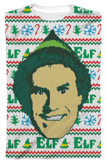 Faux Ugly Sweater Buddy the Elf Long Sleeve Tee