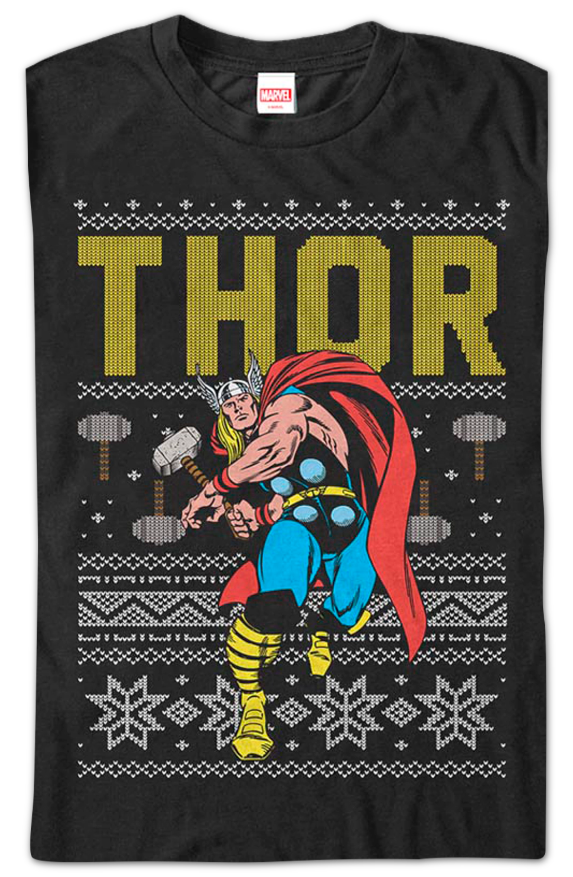 Faux Ugly Thor Christmas Sweater Marvel Comics T-Shirt