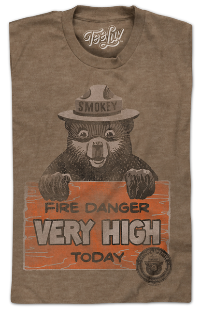 Fire Danger Very High Today Smokey Bear T-Shirt