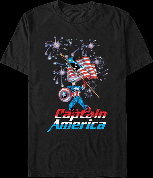 Fireworks Captain America Marvel Comics T-Shirt