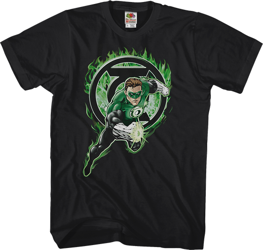 Flaming Logo Green Lantern T-Shirt
