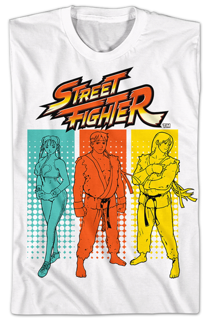 Halftone Rectangles Street Fighter T-Shirt