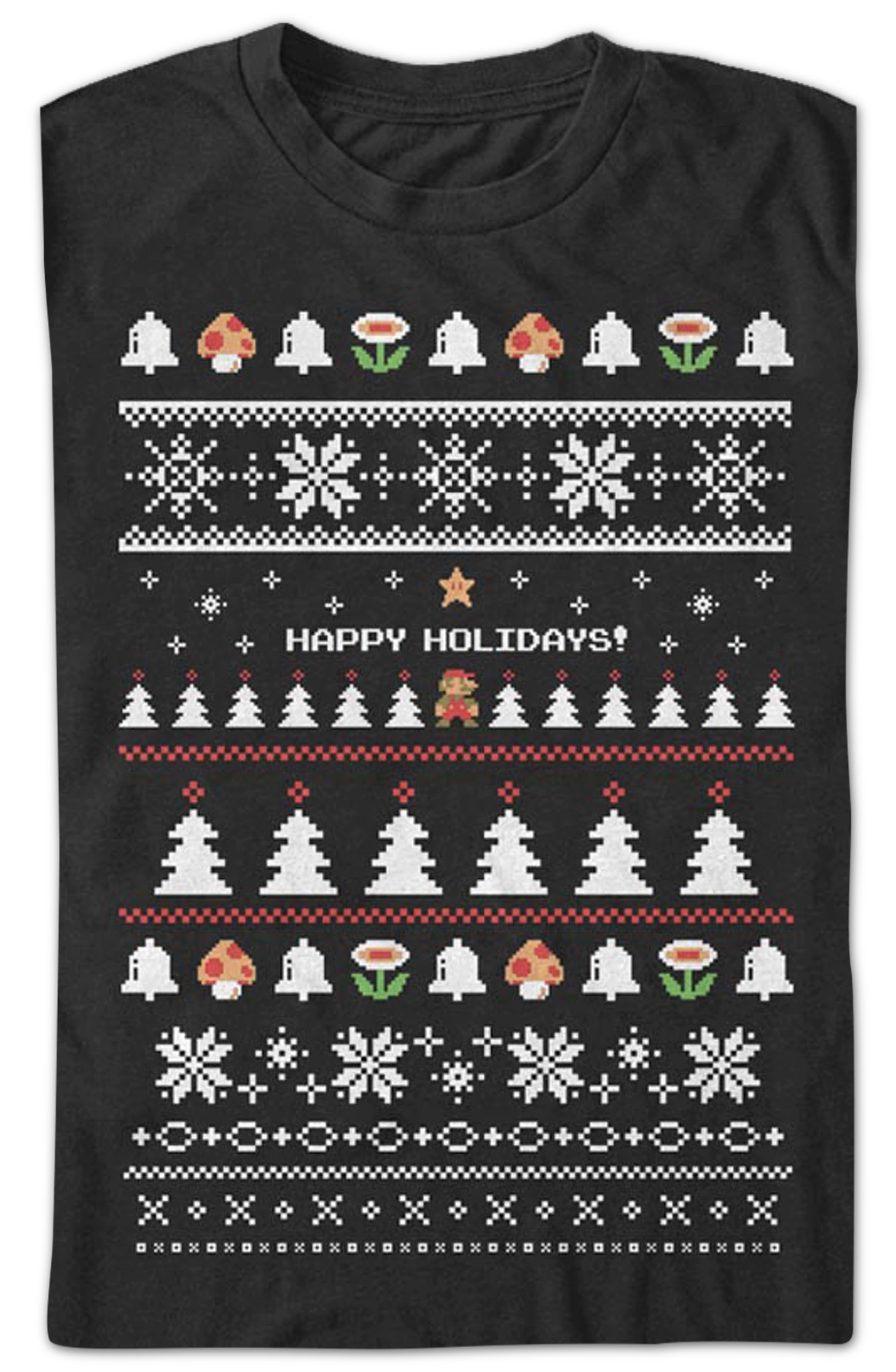 Happy Holidays Faux Ugly Xmas Sweater Super Mario Bros. T-Shirt