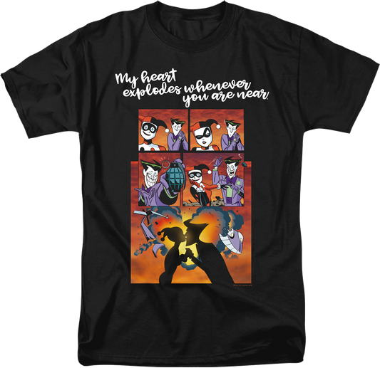 Harley Quinn And The Joker Heart Explodes DC Comics T-Shirt