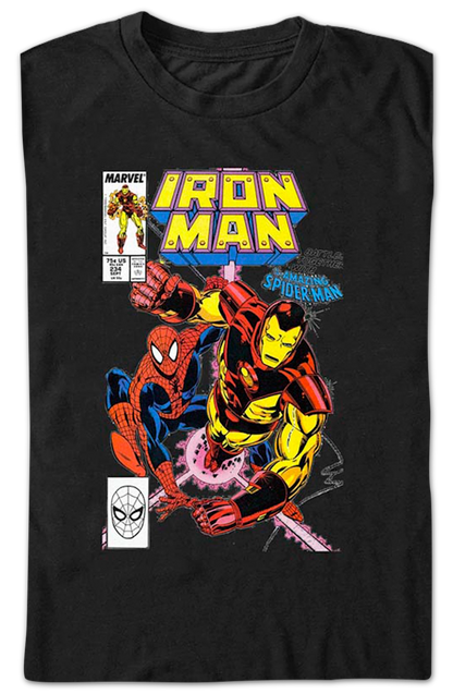 Iron Man And Spider-Man Comic Book Cover Marvel Comics T-Shirt
