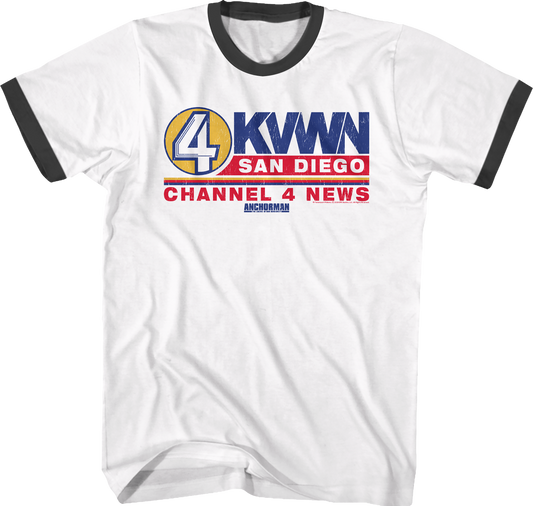 KVWN Channel 4 News Logo Anchorman Ringer Shirt