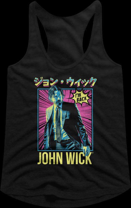 Ladies Japanese Poster John Wick Racerback Tank Top
