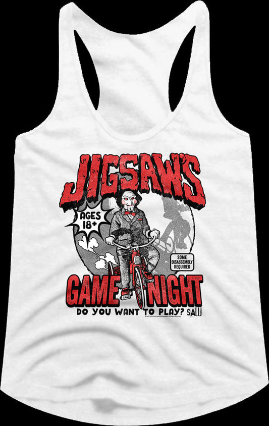 Ladies Jigsaw's Game Night Saw Racerback Tank Top