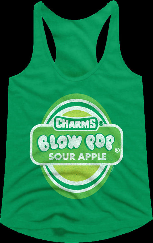 Ladies Sour Apple Blow Pop Racerback Tank Top