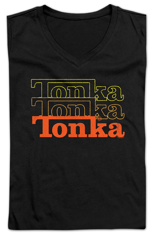 Ladies Stacked Logo Tonka V-Neck Shirt