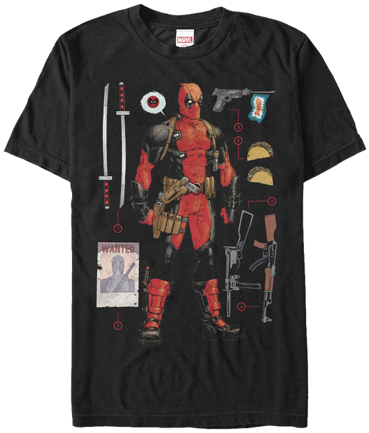 Numbered Items Deadpool T-Shirt