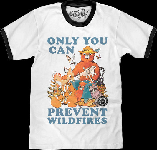 Only You Can Prevent Wildfires Smokey Bear Ringer Shirt