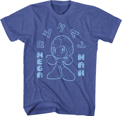 Outlined Japanese Text Mega Man T-Shirt