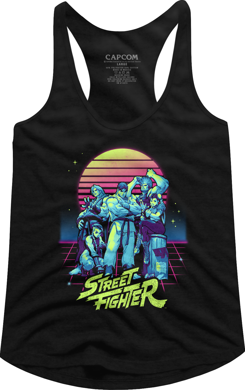 Ladies Retro Neon Street Fighter Racerback Tank Top