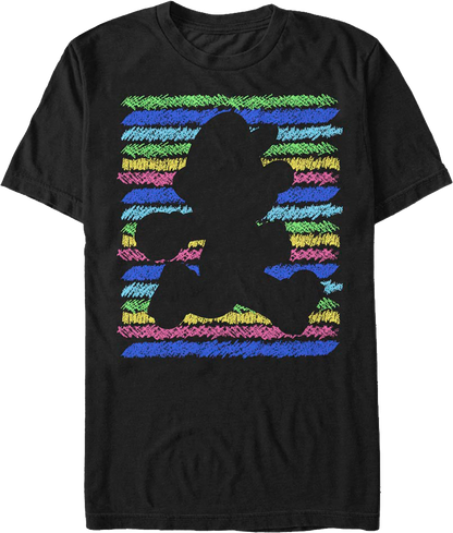 Retro Crayon Stripes Silhouette Super Mario Bros. T-Shirt