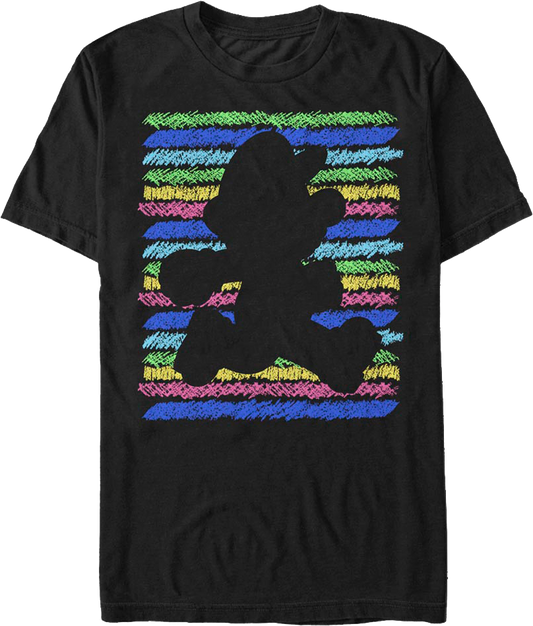 Retro Crayon Stripes Silhouette Super Mario Bros. T-Shirt