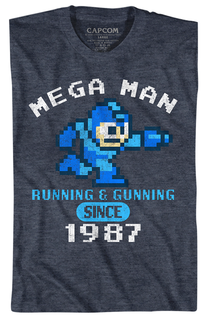 Running & Gunning Since 1987 Mega Man T-Shirt