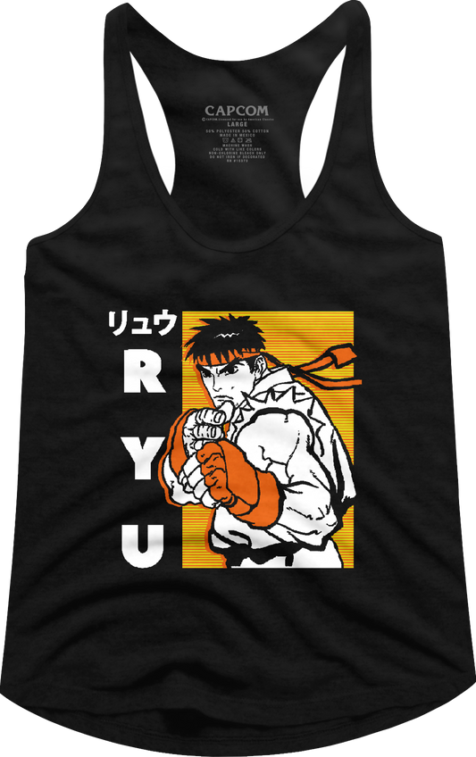 Ladies Ryu Japanese Street Fighter Racerback Tank Top