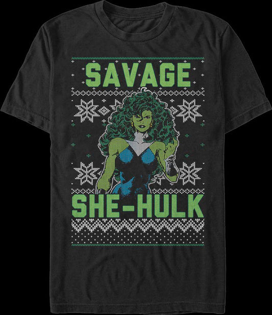 She-Hulk Ugly Faux Knit Marvel Comics T-Shirt