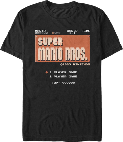 Super Mario Bros. Start Screen Nintendo T-Shirt