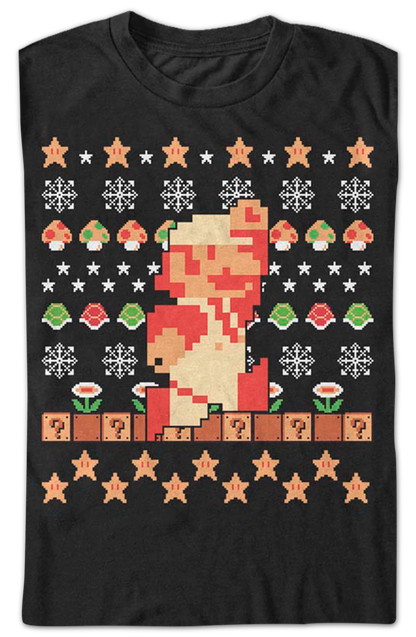 Super Mario Faux Ugly Christmas Sweater Nintendo T-Shirt