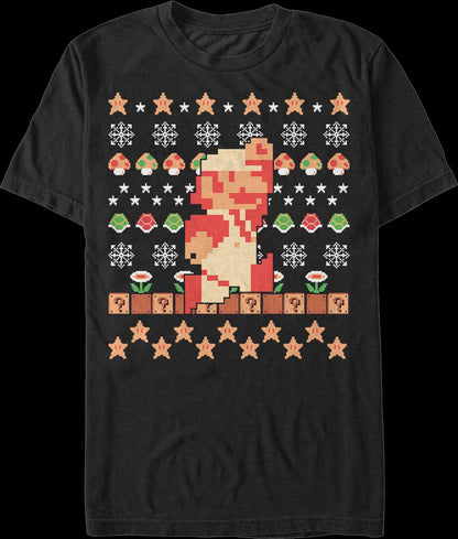 Super Mario Faux Ugly Christmas Sweater Nintendo T-Shirt