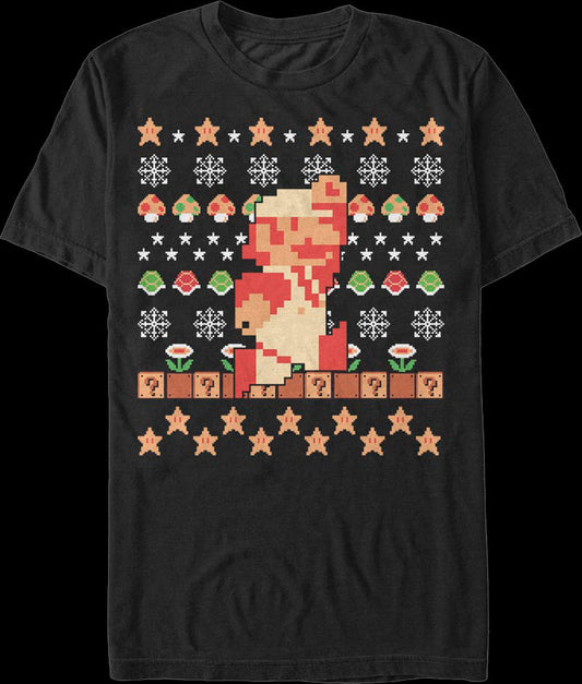 Super Mario Faux Ugly Christmas Sweater Nintendo T-Shirt