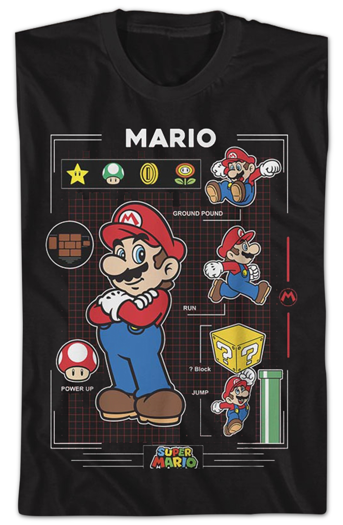 Super Mario Power Up Grid Nintendo T-Shirt