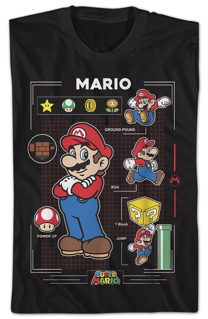 Super Mario Power Up Grid Nintendo T-Shirt