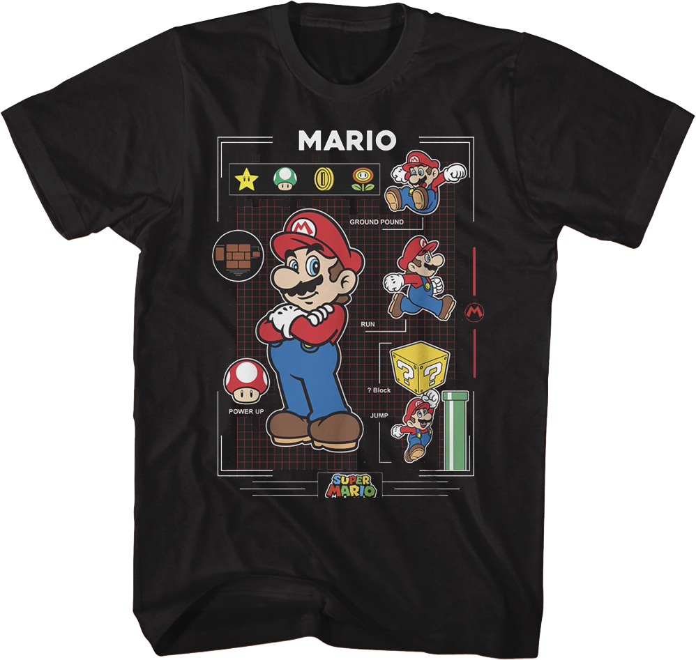 Super Mario Power Up Grid Nintendo T-Shirt