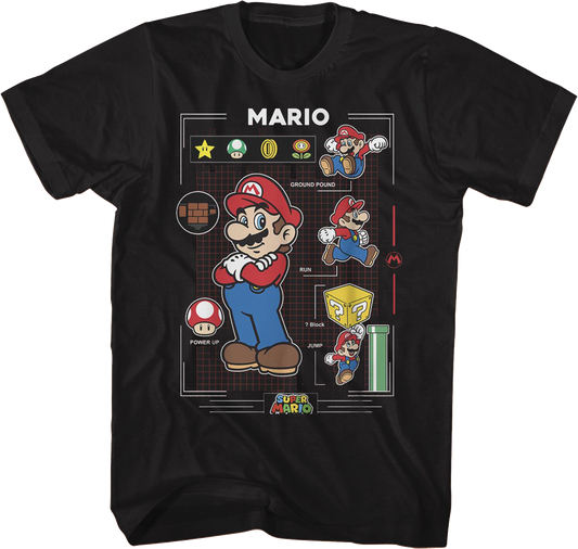 Super Mario Power Up Grid Nintendo T-Shirt