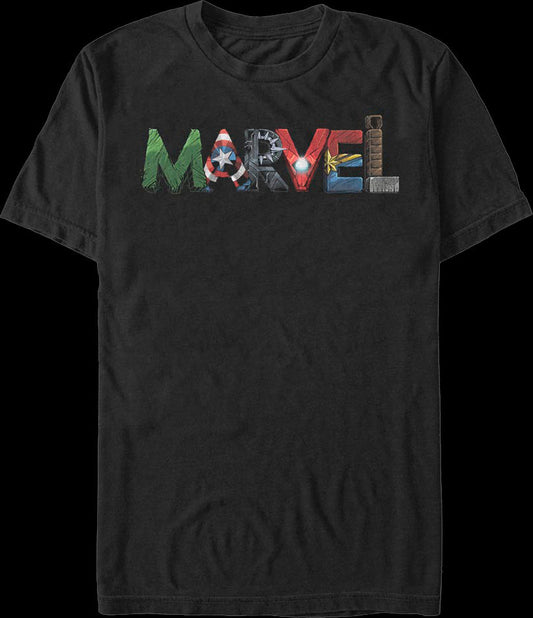 Superhero Letters Logo Marvel Comics T-Shirt