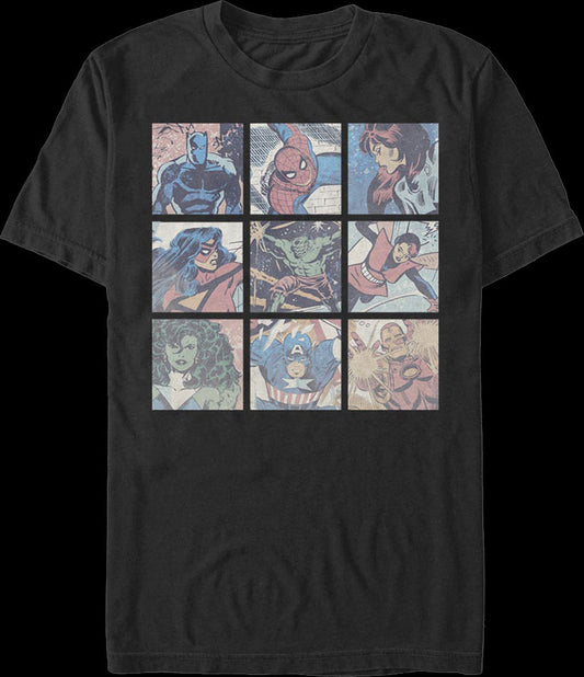 Superhero Panels Collage Marvel Comics T-Shirt