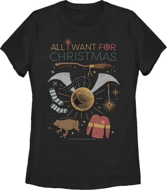 Womens All I Want For Christmas Harry Potter Shirt