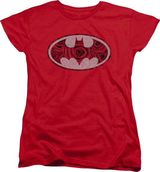 Womens Batman Red Rose Logo DC Comics Shirt