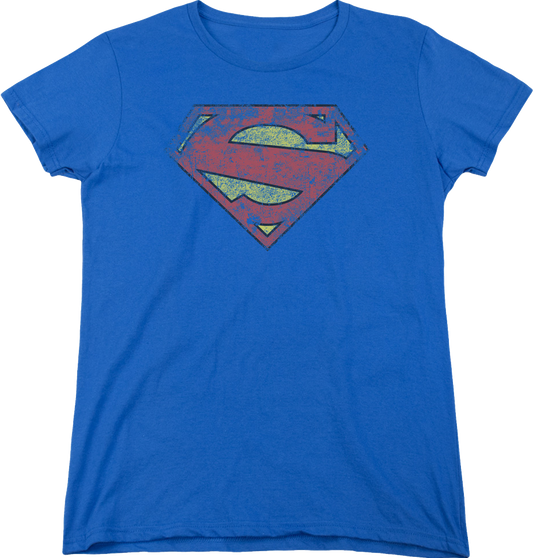 Womens Distressed Logo Superman Shirt