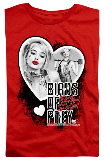 Womens Harley Quinn Heart Collage Birds Of Prey Shirt