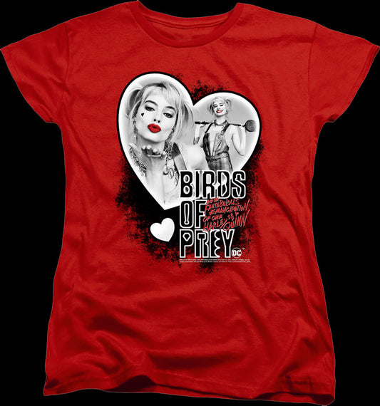 Womens Harley Quinn Heart Collage Birds Of Prey Shirt