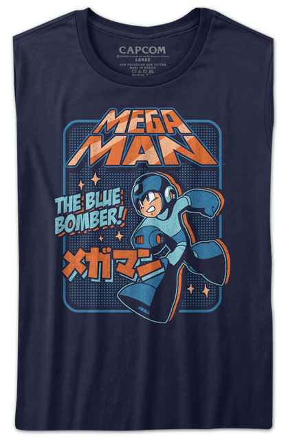 Womens Japanese Blue Bomber Mega Man Shirt