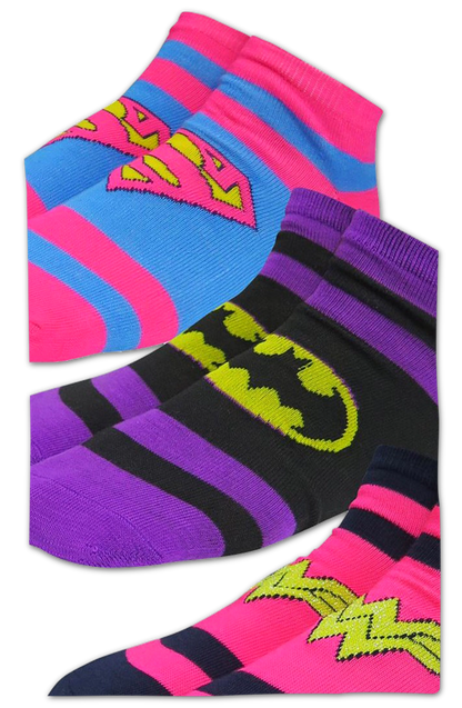 Womens Low-Cut Supergirl Batgirl Wonder Woman 3-Pack DC Comics Socks
