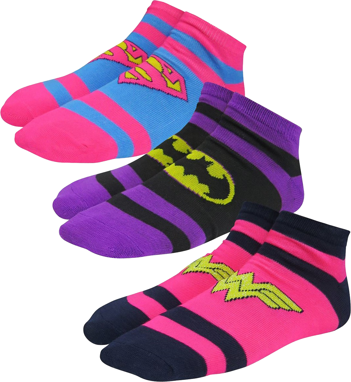 Womens Low-Cut Supergirl Batgirl Wonder Woman 3-Pack DC Comics Socks