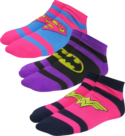 Womens Low-Cut Supergirl Batgirl Wonder Woman 3-Pack DC Comics Socks