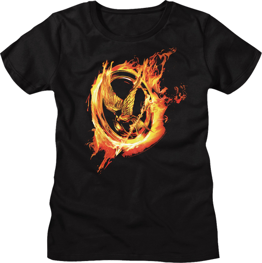 Womens Mockingjay Flames Hunger Games Shirt