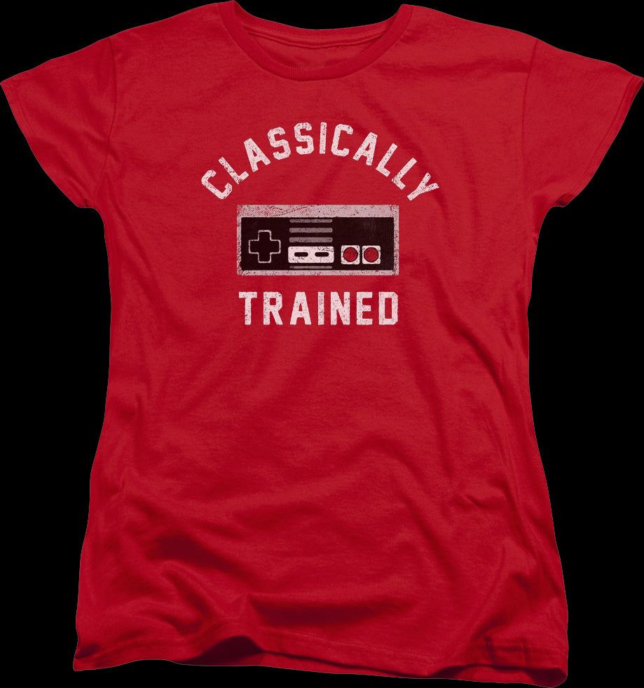 Womens Red Classically Trained NES Controller Shirt