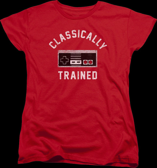 Womens Red Classically Trained NES Controller Shirt