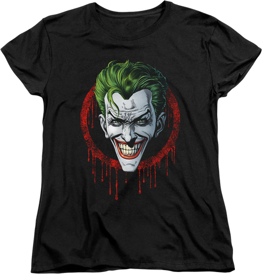 Womens The Joker Dripping Blood DC Comics Shirt