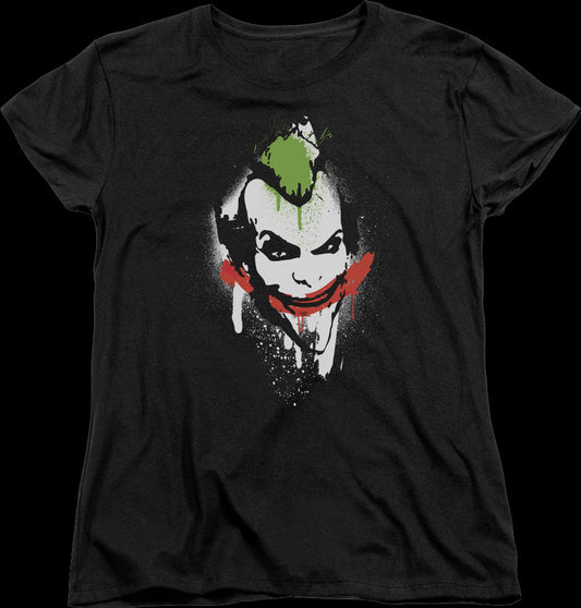 Womens The Joker Spray Painted Smile DC Comics Shirt
