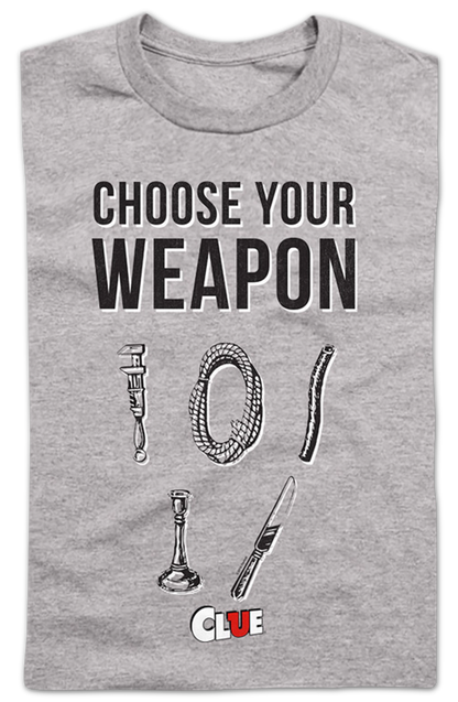 Youth Choose Your Weapon Clue Shirt