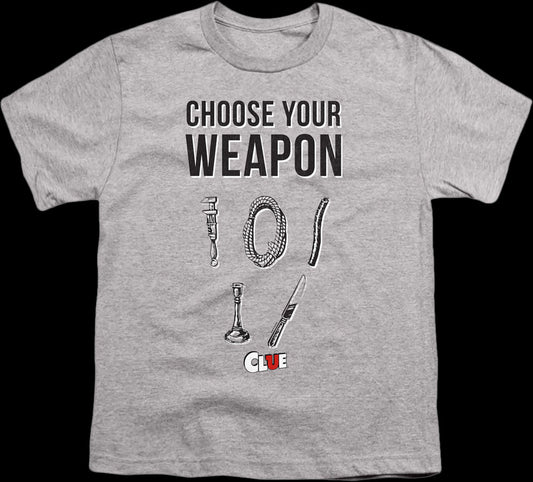 Youth Choose Your Weapon Clue Shirt
